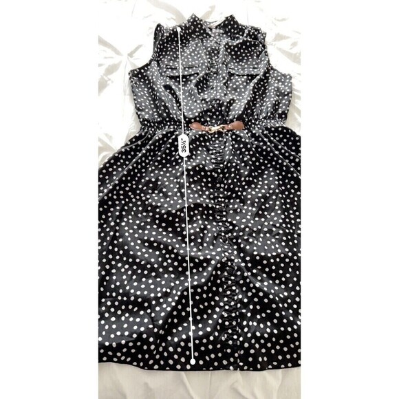 Rich & Beautiful R & B Women’s XL Sleeveless Polka Dot Sheath Dress Black Retro - Picture 10 of 16